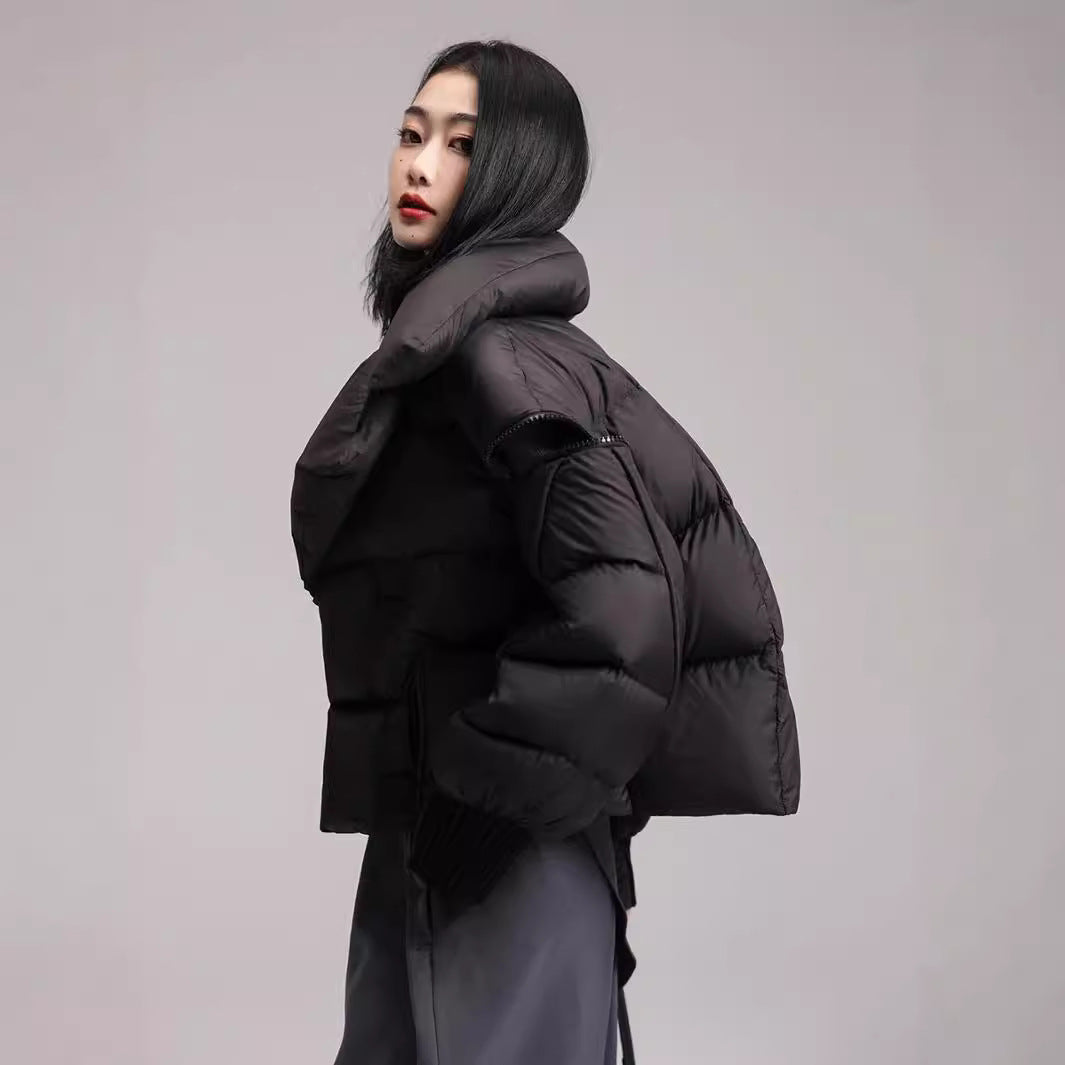 Women's Knitted Stitching Large Lapel Down Chic Jackets