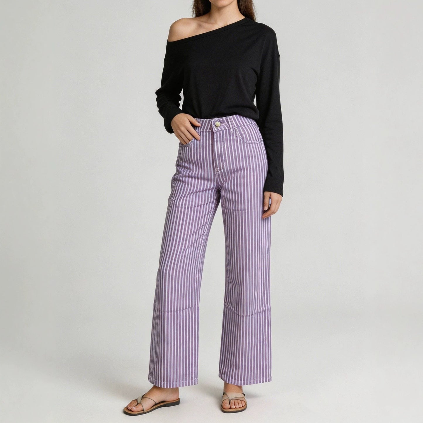 Innovative Source Stripe Fashion Design Casual Women's Jeans
