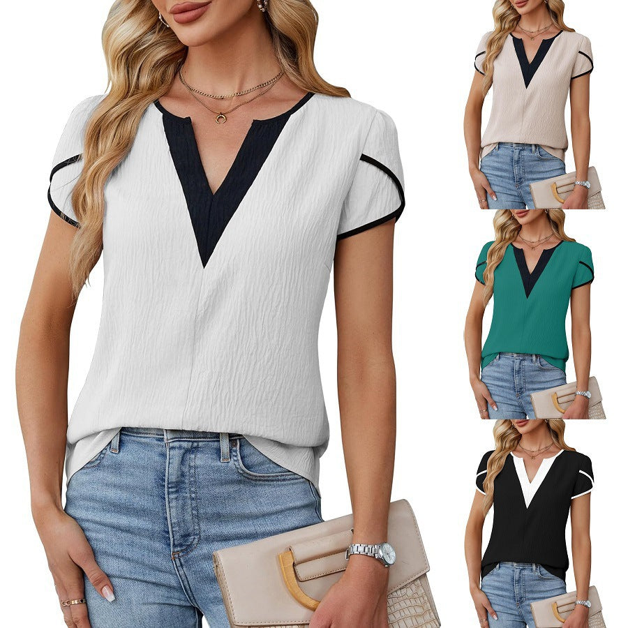 Women's Summer Fashion Petals Sleeve Shirt Female Women's T-shirt