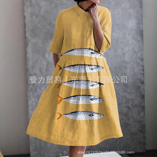 Shirt Dress Sleeve Placket Vintage Sardine Element Dresses