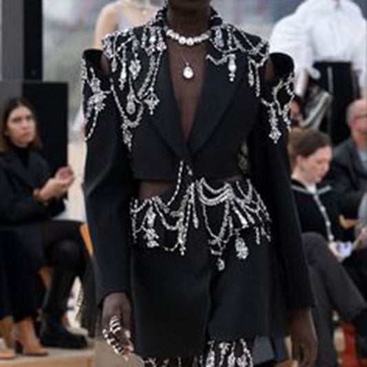 Women's Catwalk Autumn Fashion High Sense Rhinestone Small Suit