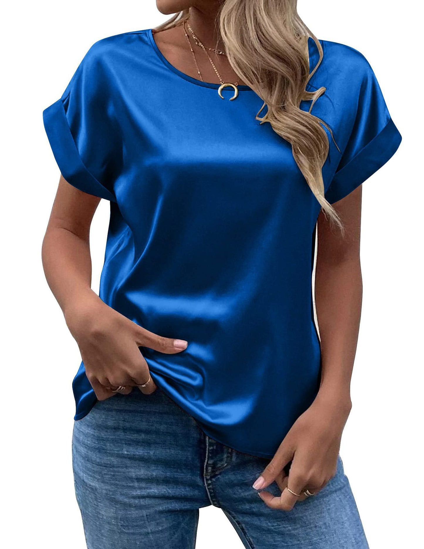 Women's Short-sleeved Satin Shirt Loose-fitting Casual Women's T-shirt