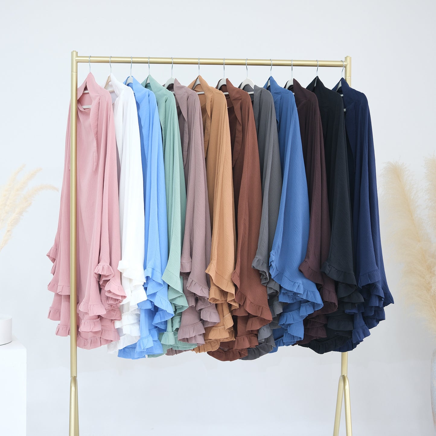 Pure Color Ruffles Big Swing Headscarf Dresses