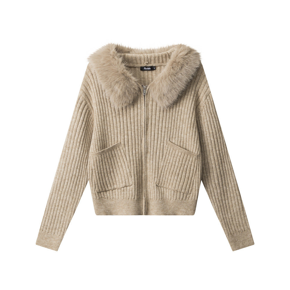 Women's New Fur Collar Hood Base Sweaters