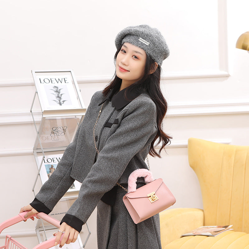 Wrist Korean Style Solid Color Plain Weave Handbags