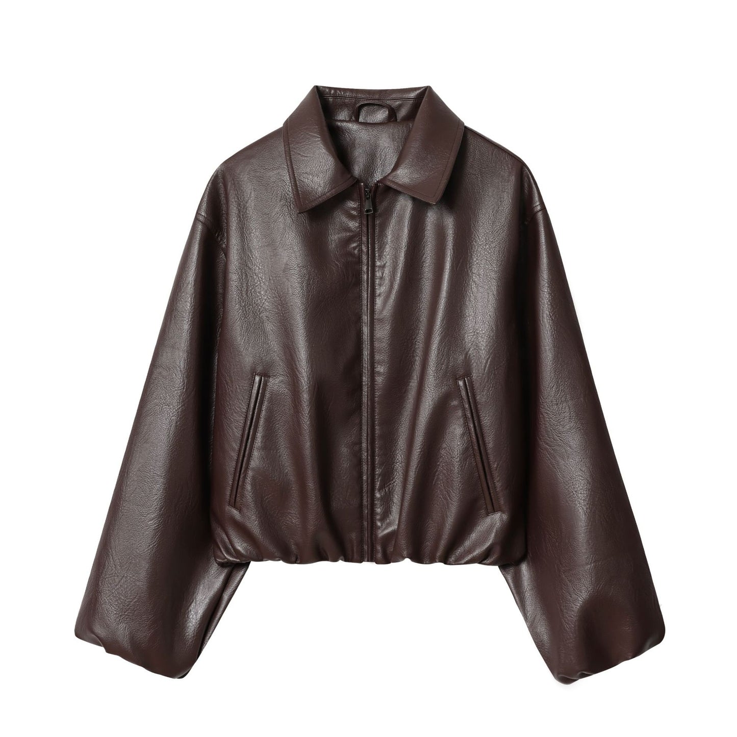 Autumn Faux Leather Solid Color Bomber Jackets