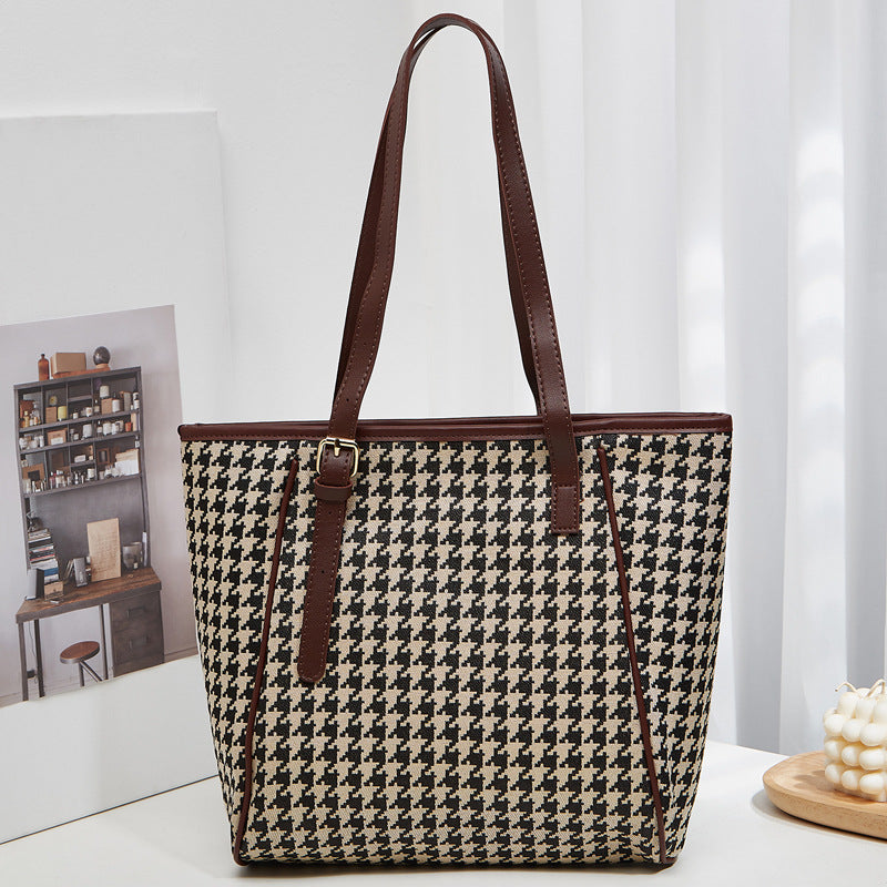 Women's Trendy Printed Versatile Canvas Contrast Color Tote Bags