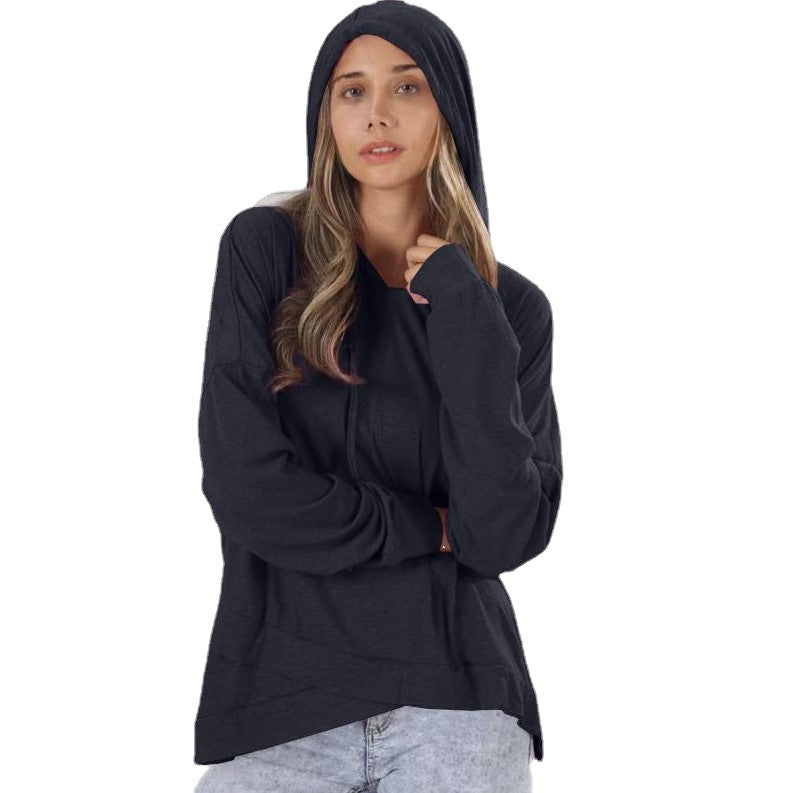 Charming Women's Autumn Hem Irregular Hooded Women's Sweater, Sweater