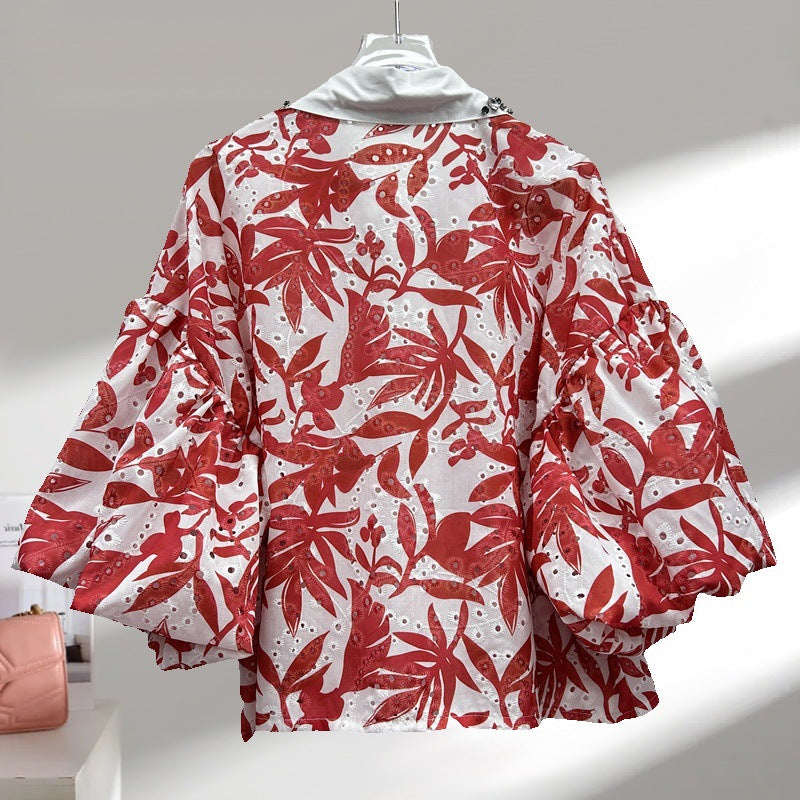 French Style Fashionable Design Sense Diamond Blouses
