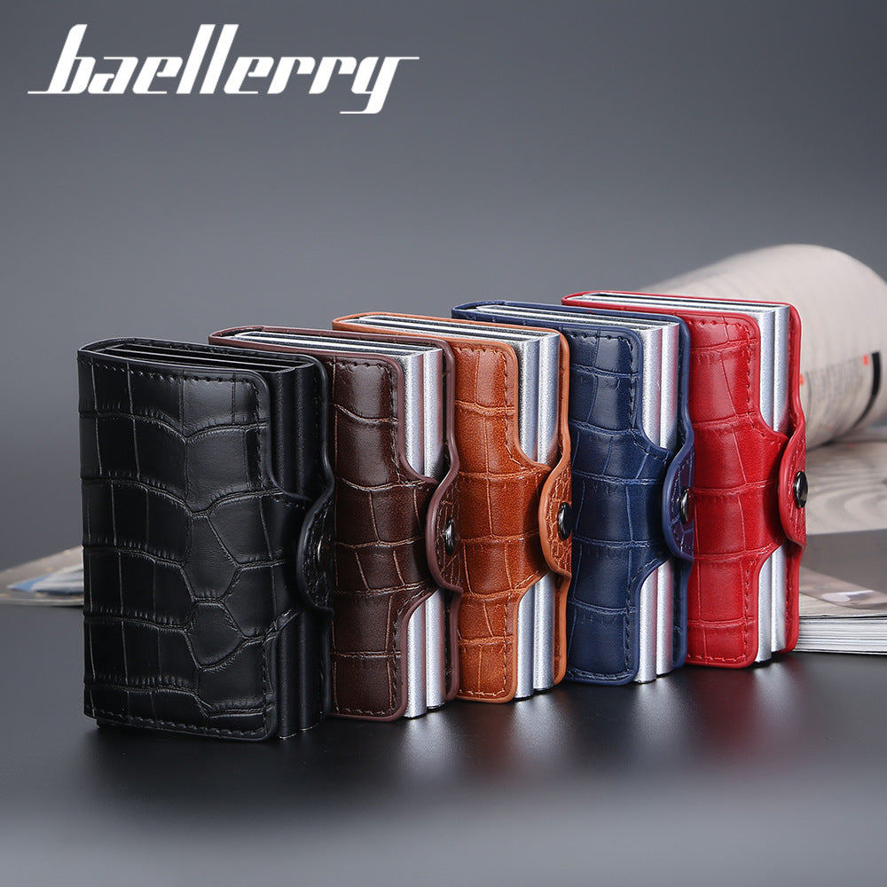 Men's Pattern For Short Aluminum Box Theft Automatic Card Holder