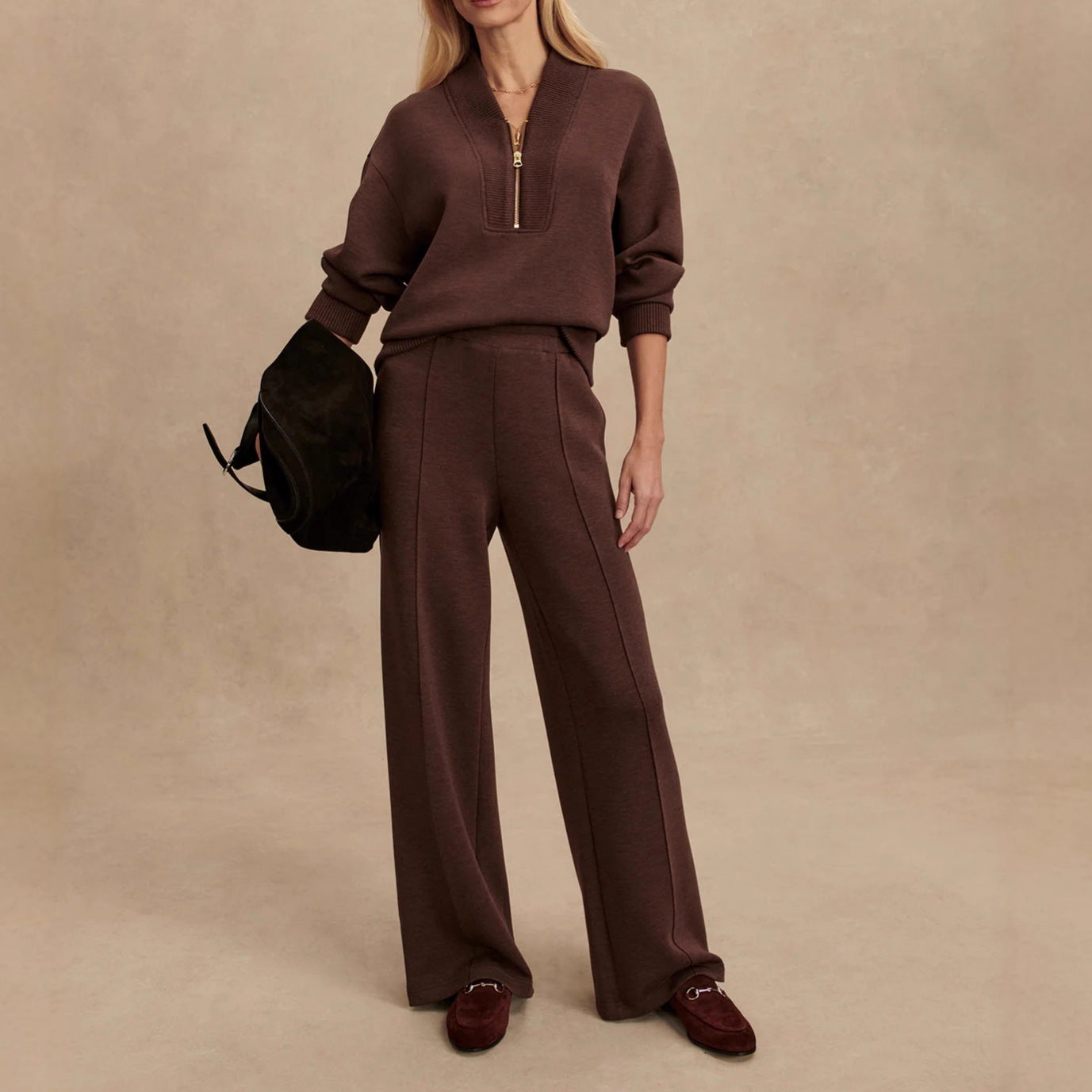 Women's Autumn Zipper Casual Simple Knitting Fashion Suits
