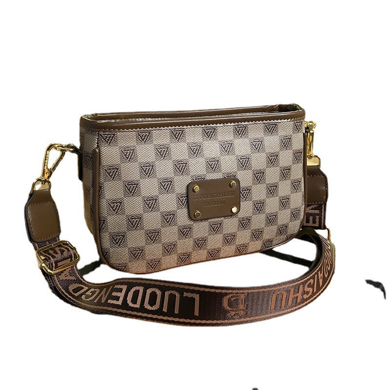 Women's Wide Strap Letters Printing Stylish Underarm Shoulder Bags