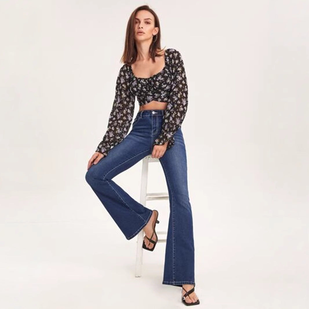 Women's Spring Stretch Low Waist Big Flared Women's Jeans