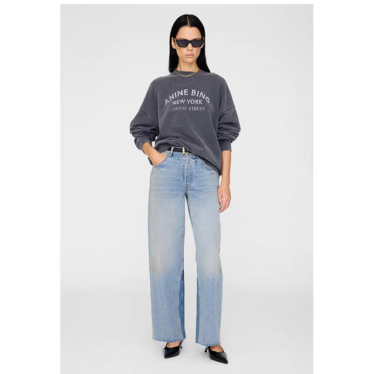 Women's Discharge Print Washed Fried Color Distressed Sweaters