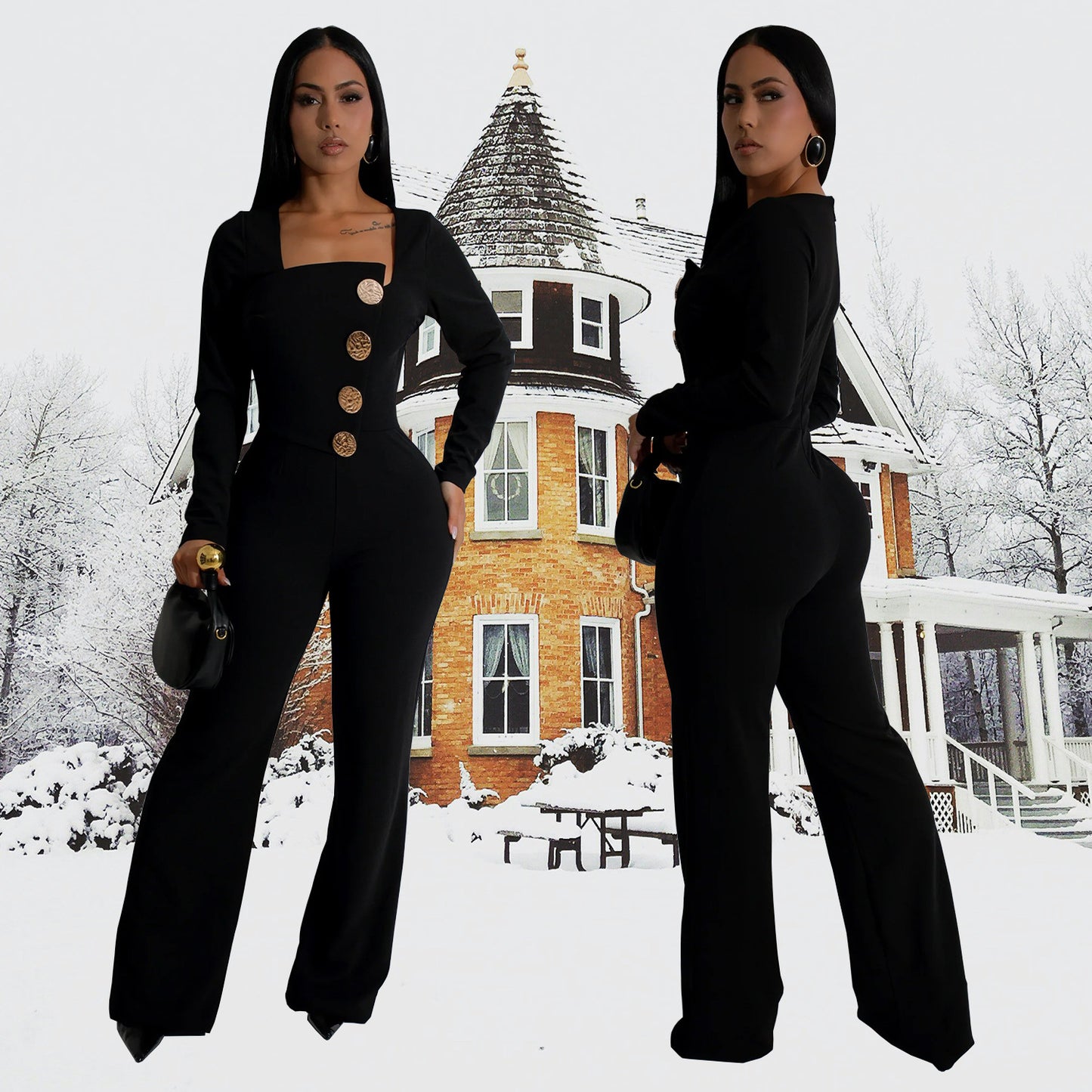 Women's Wear Long Sleeve Arm Covering Trousers Jumpsuits