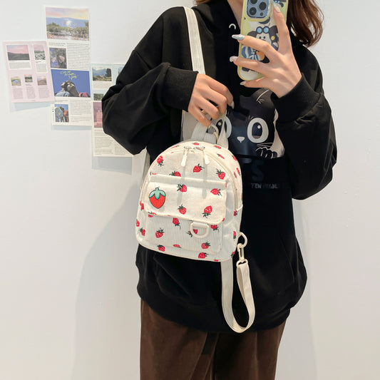 Women's Retro Corduroy Korean Style Simple Cute Backpacks