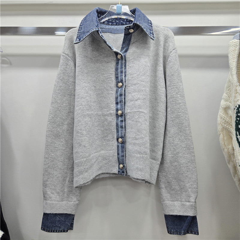 Women's European Goods Heavy Korean Style Early Autumn Fake Two Sweaters