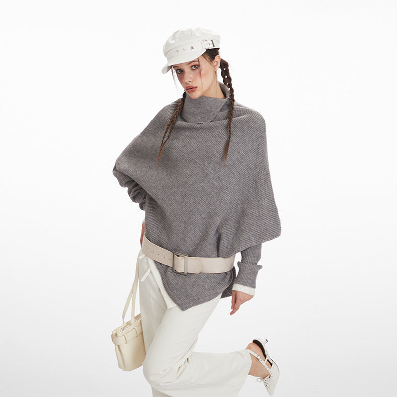Women's Innovative Irregular Knitted Batwing Sleeve Sweaters