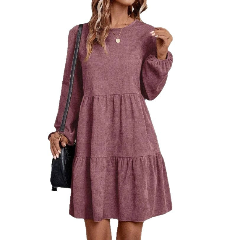 Women's Retro Gentle Style Autumn Corduroy Dress