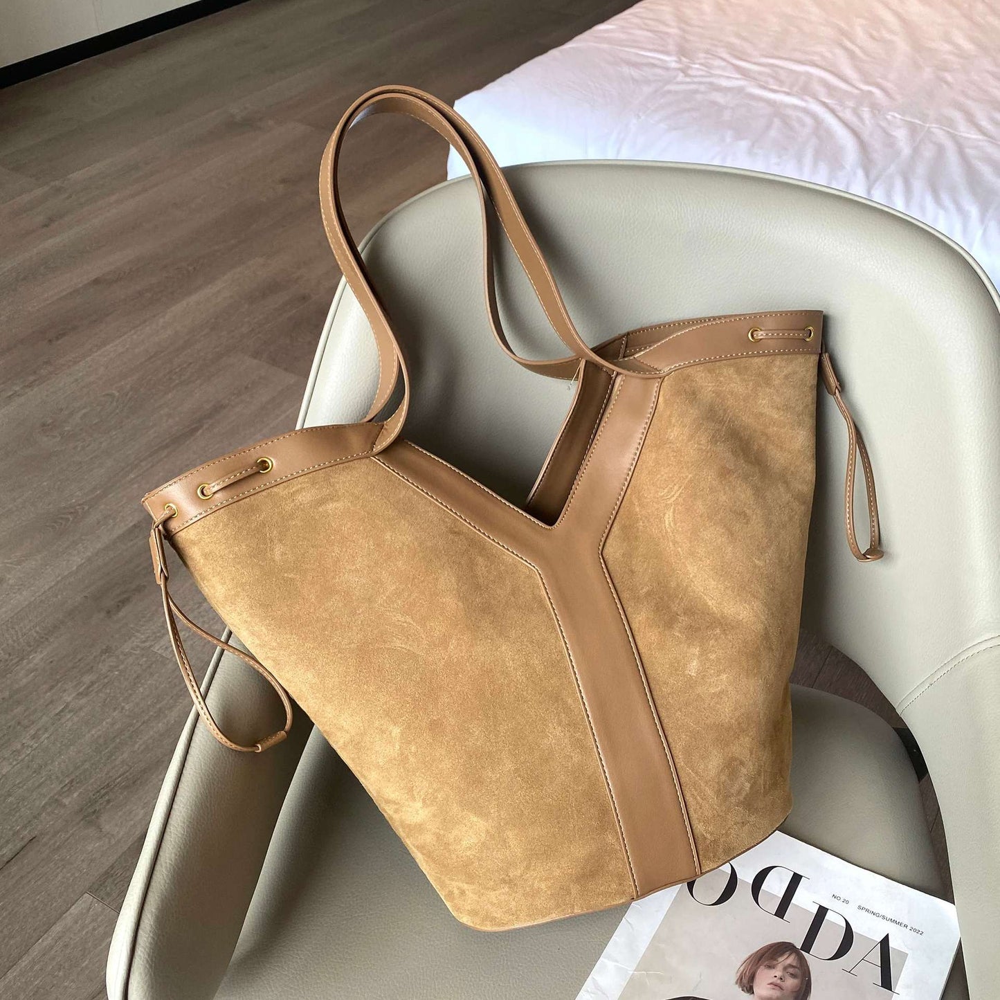 Women's High Sense Retro Frosted Leather Large Tote Bags