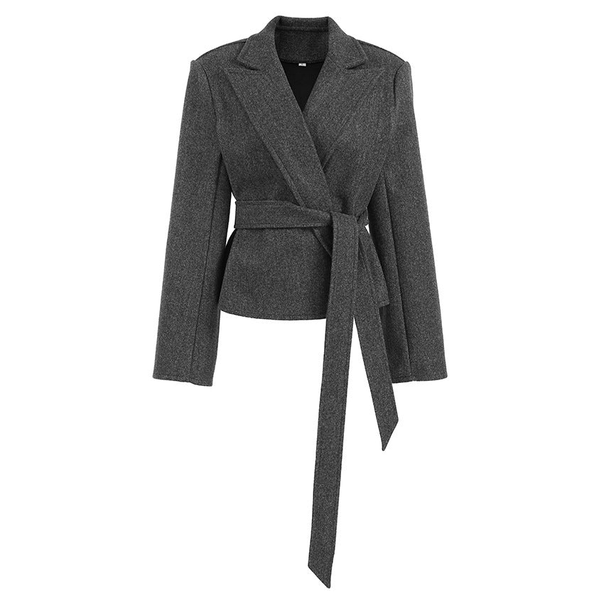 Women's Casual Fashion High-grade Waist Woolen Blazers