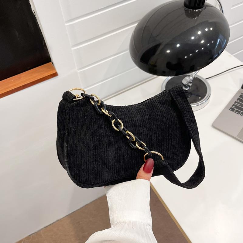 Women's Korean Style Artistic Cloth Simple Corduroy Shoulder Bags