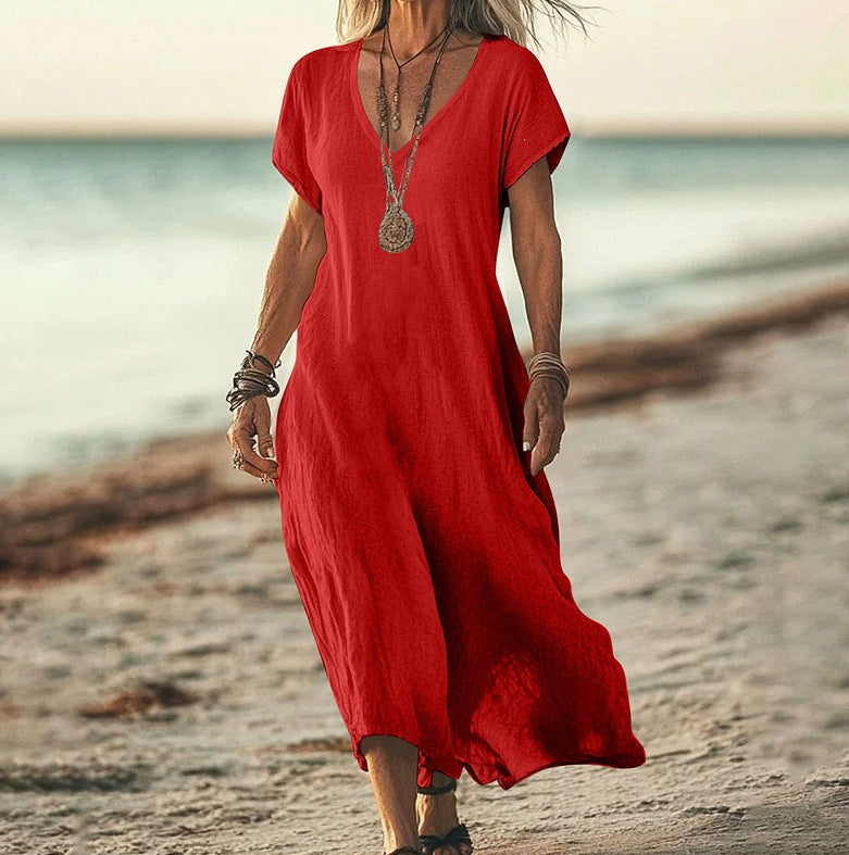 Women's Cotton Linen Summer High-grade Temperament Female Skirts