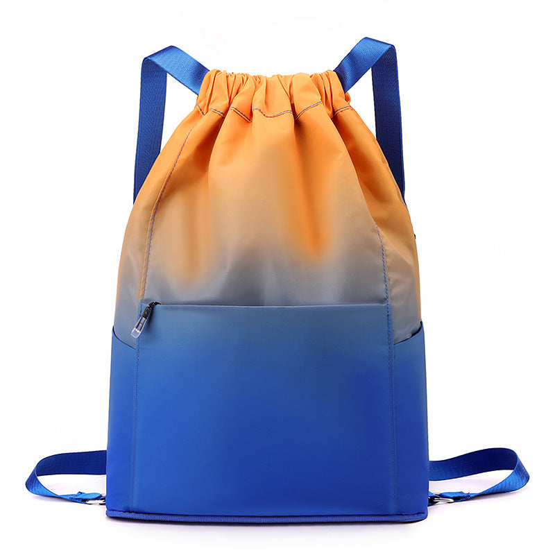 Women's Drawstring Lightweight Folding Storage Gradient Color Sports Backpacks