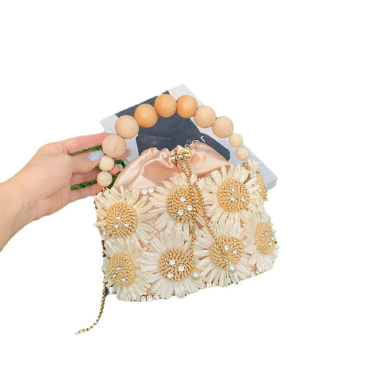 Sweet Sunflower Bird Cage Hand-woven Shiny Handbags