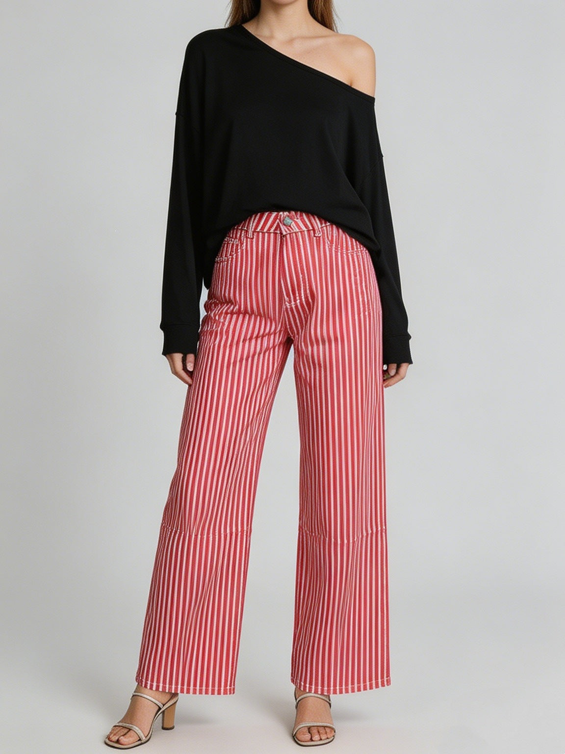 Innovative Source Stripe Fashion Design Casual Women's Jeans