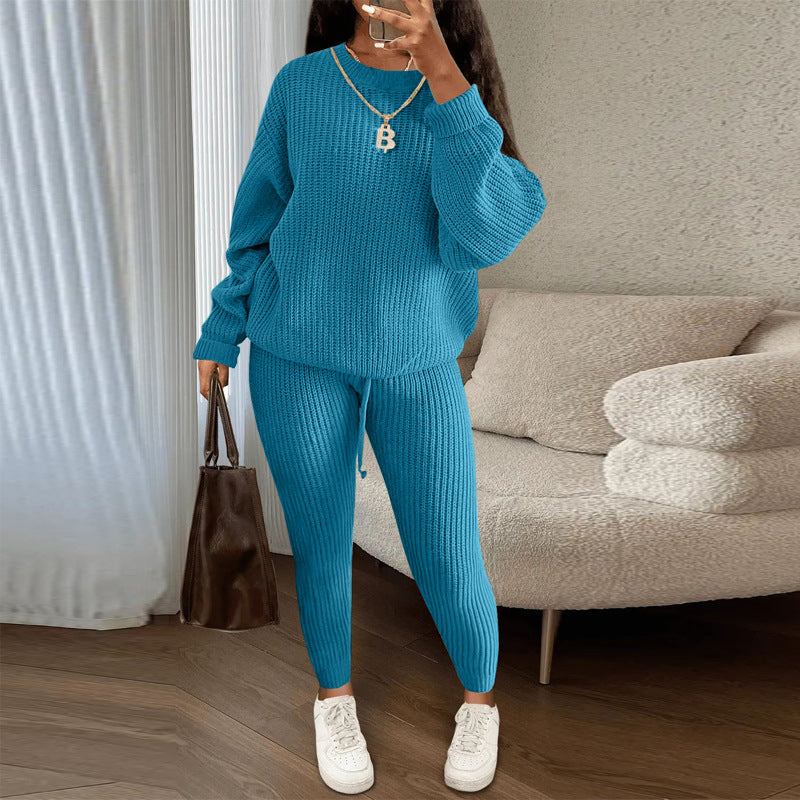 Women's Fashion Casual Knitting Trousers Woolen Yarn Suits