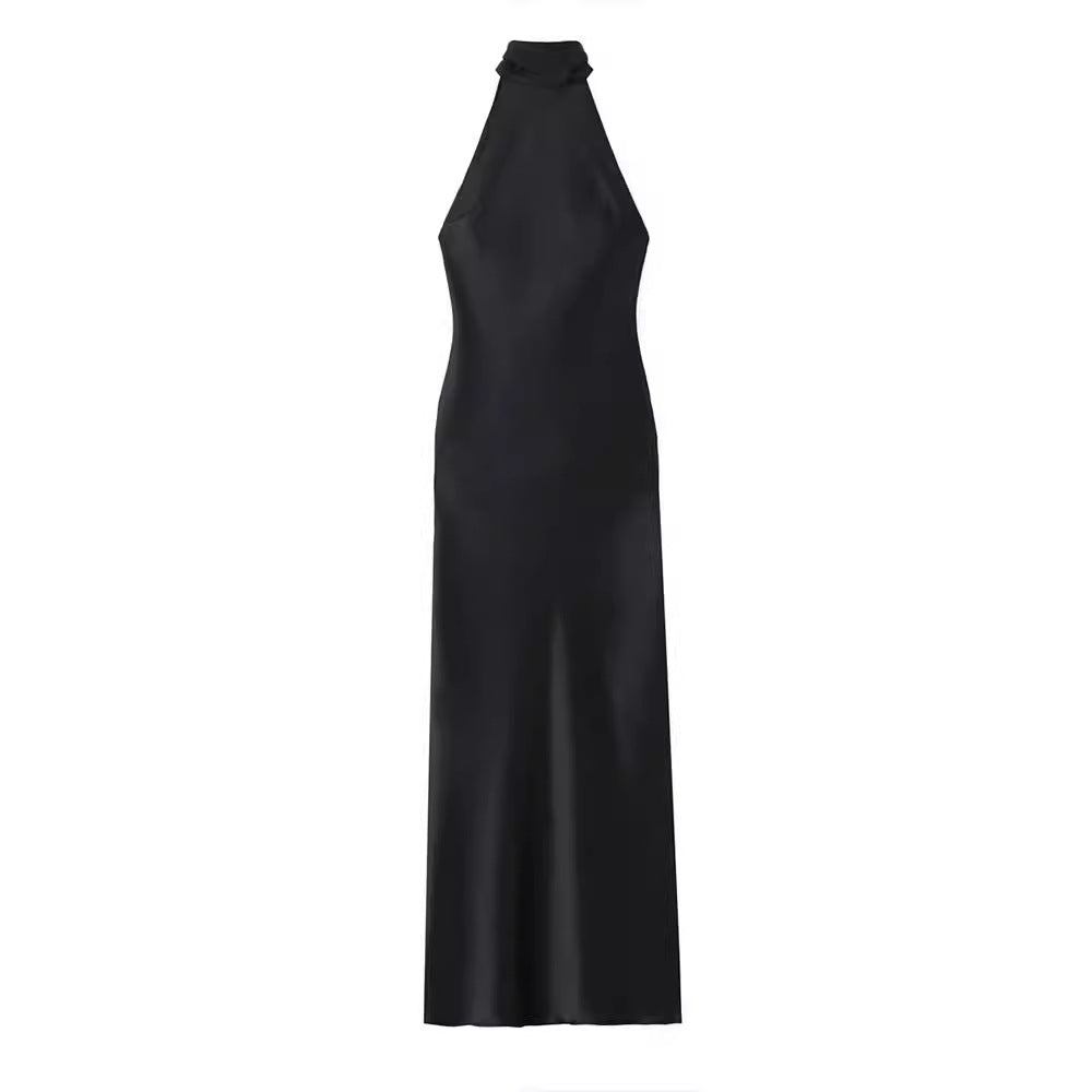 Women's Design Fashionable Collar Silk Satin Textured Dresses