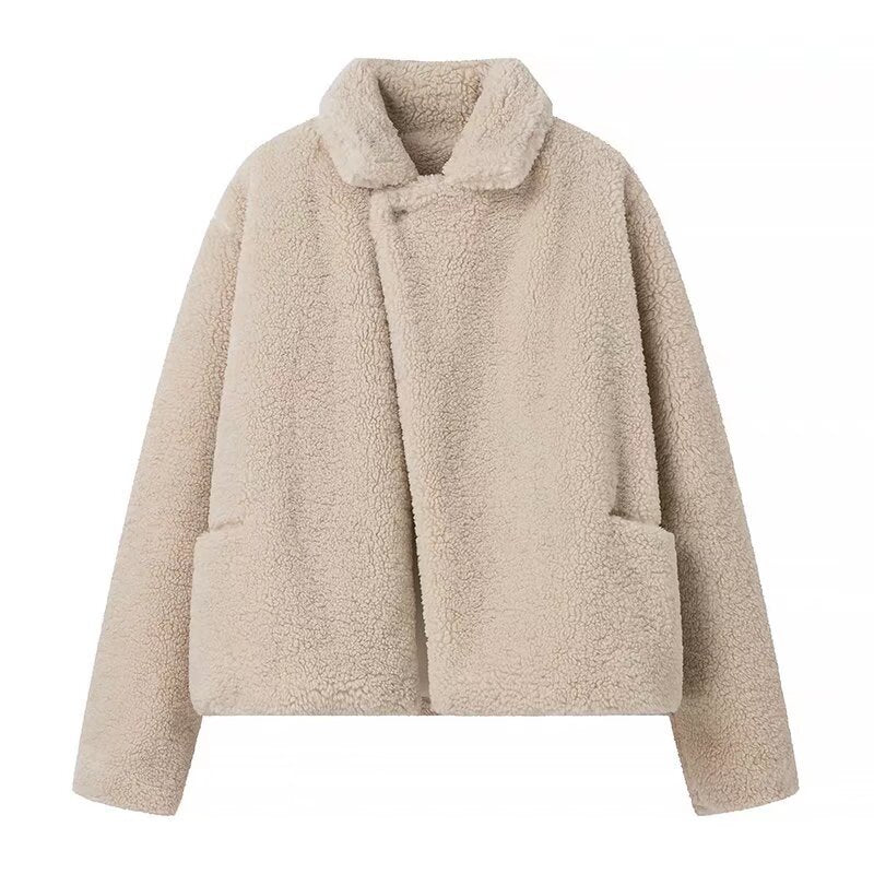 Women's Temperament Leisure Turn Pocket Collar Wheat Jackets