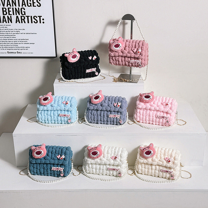 Bear Hand-woven Material Wool Homemade Cute Gift Crossbody Bags