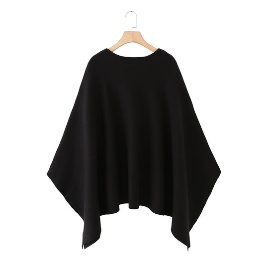 Women's Autumn Knitted Round Neck Loose Cape Sweaters