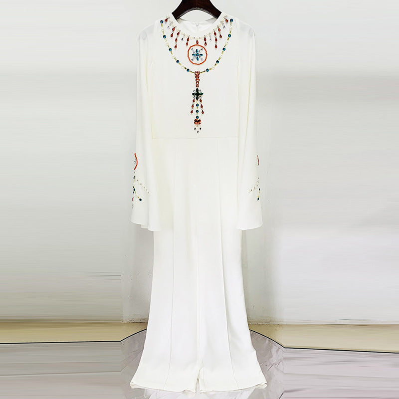 Fashion Flared Sleeves Batwing Sleeve Diamond Women's Jumpsuit/clothing