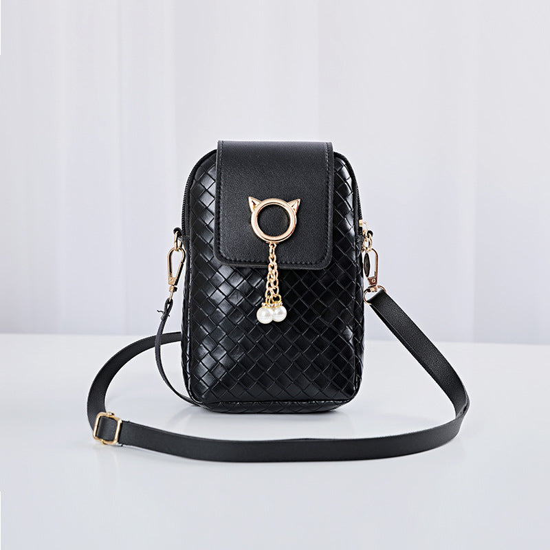 Women's Korean Style Trendy Woven Fashionable Mobile Phone Bags