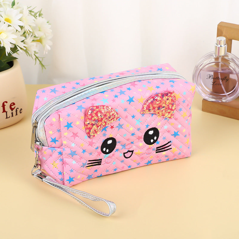 Gradient Cat Large Capacity Portable Cosmetics Travel Bags