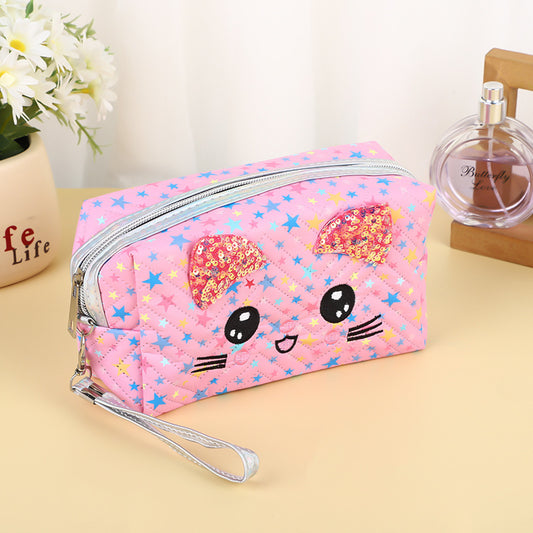 Gradient Cat Large Capacity Portable Cosmetics Travel Bags