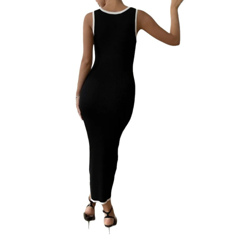Women's Russian Contrast Color Single Row Slit Vests