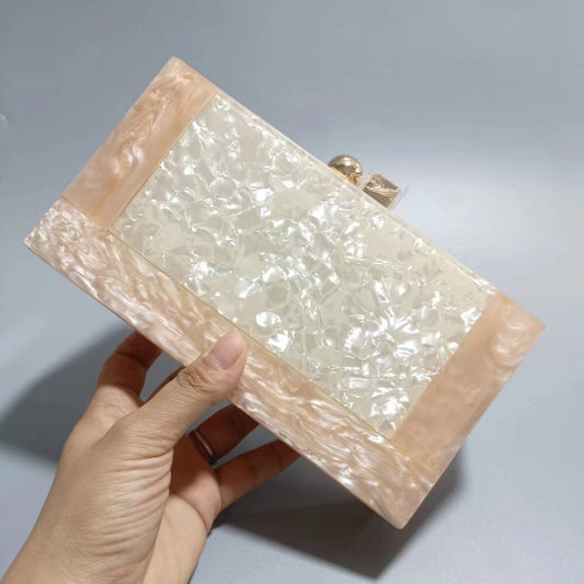 Women's Dinner Retro Splicing Trendy Acrylic Chain Evening Bags