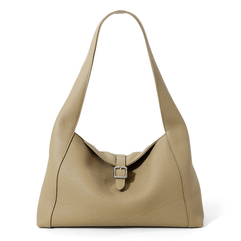 Women's First Layer Cowhide Underarm Lychee Handbags