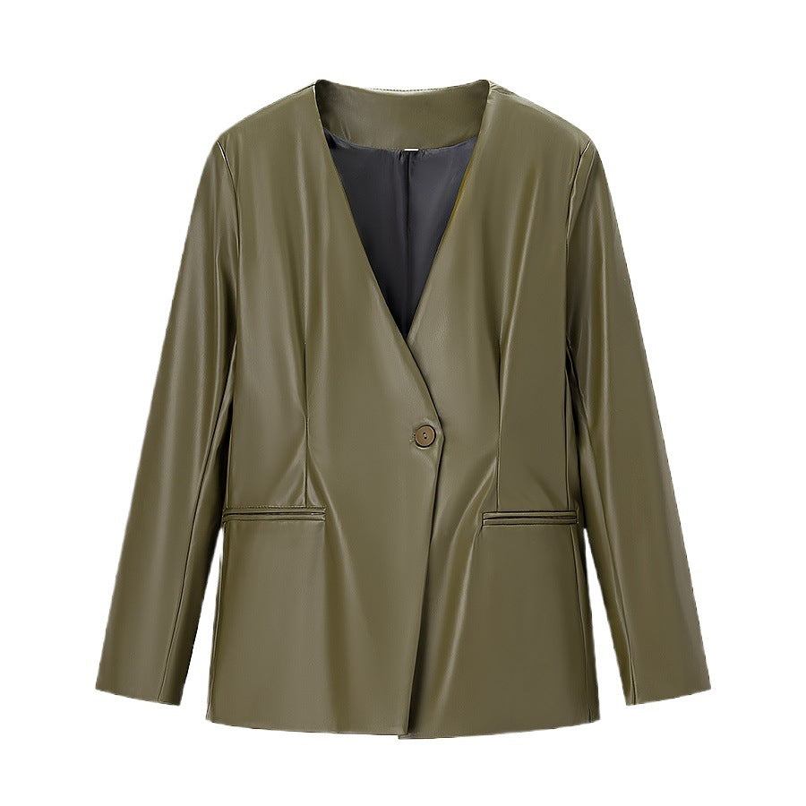 Women's Z Fashion Temperament Long Sleeve Leather Jackets