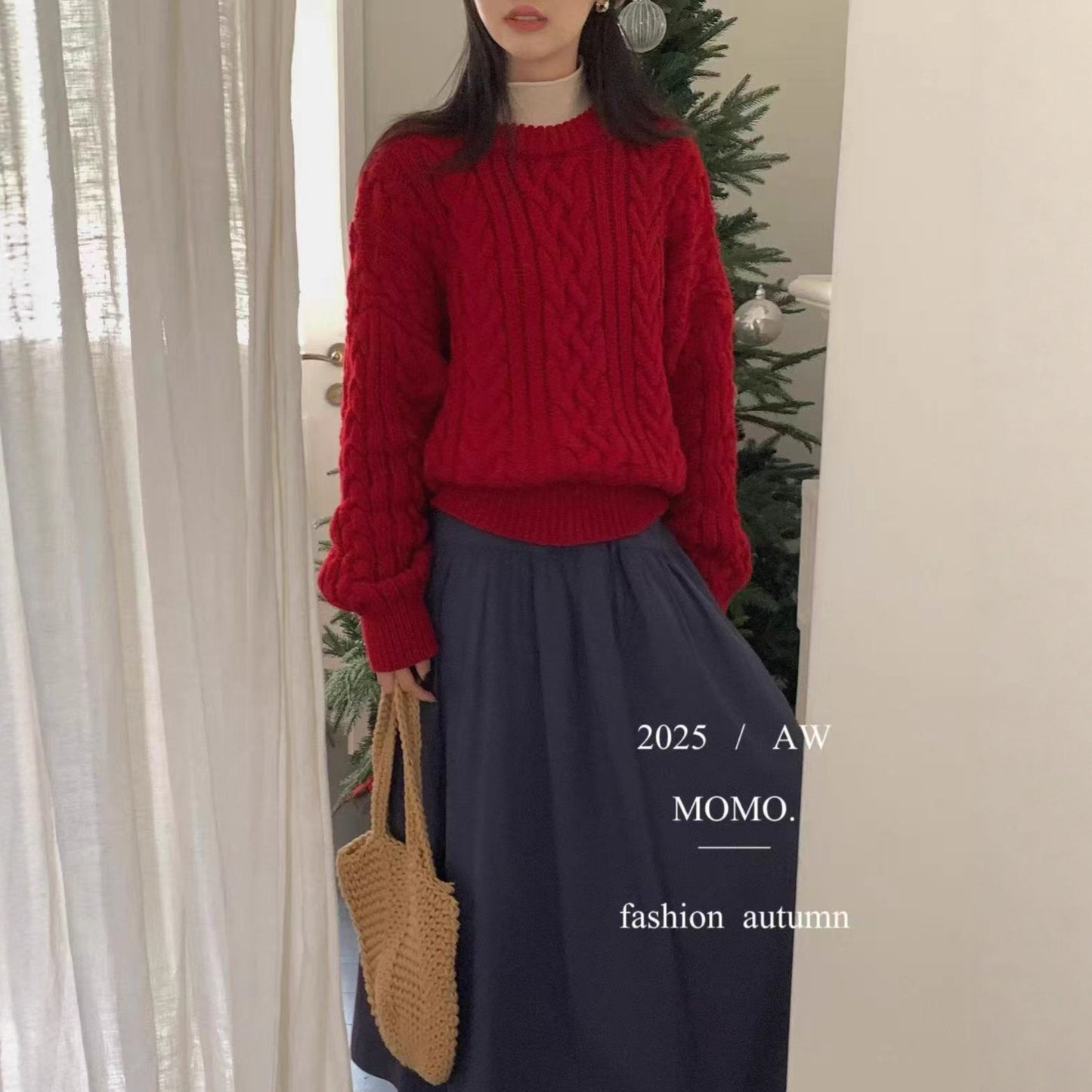 Women's Thick Twist Soft Glutinous Round Neck Needle Knitwear