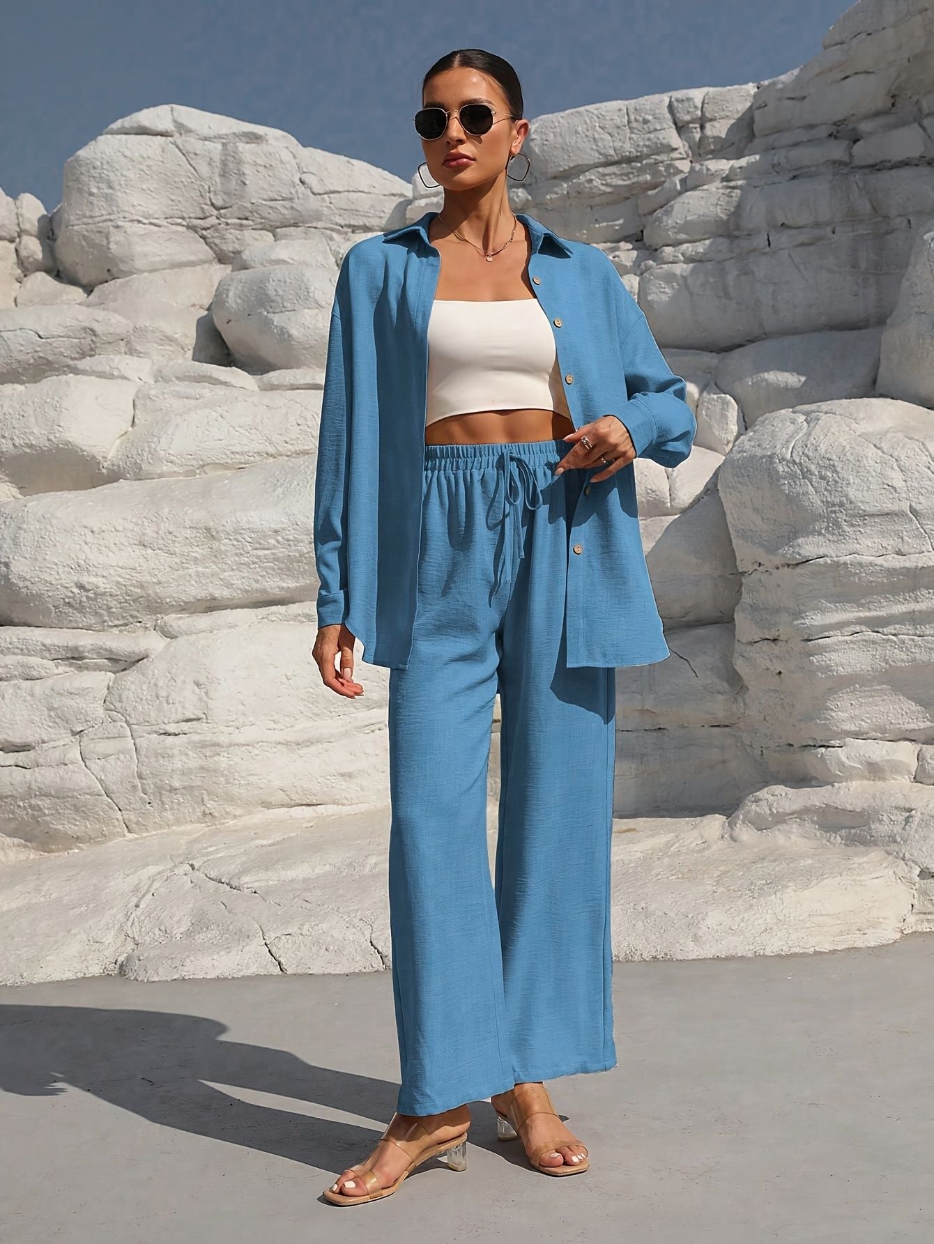 Women's Autumn Graceful Long Sleeve Two-piece Set Solid Fashion Casual Suit