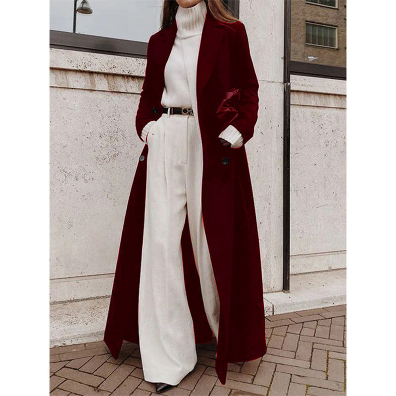 Women's Large Loose Casual Long Pure Color Coats