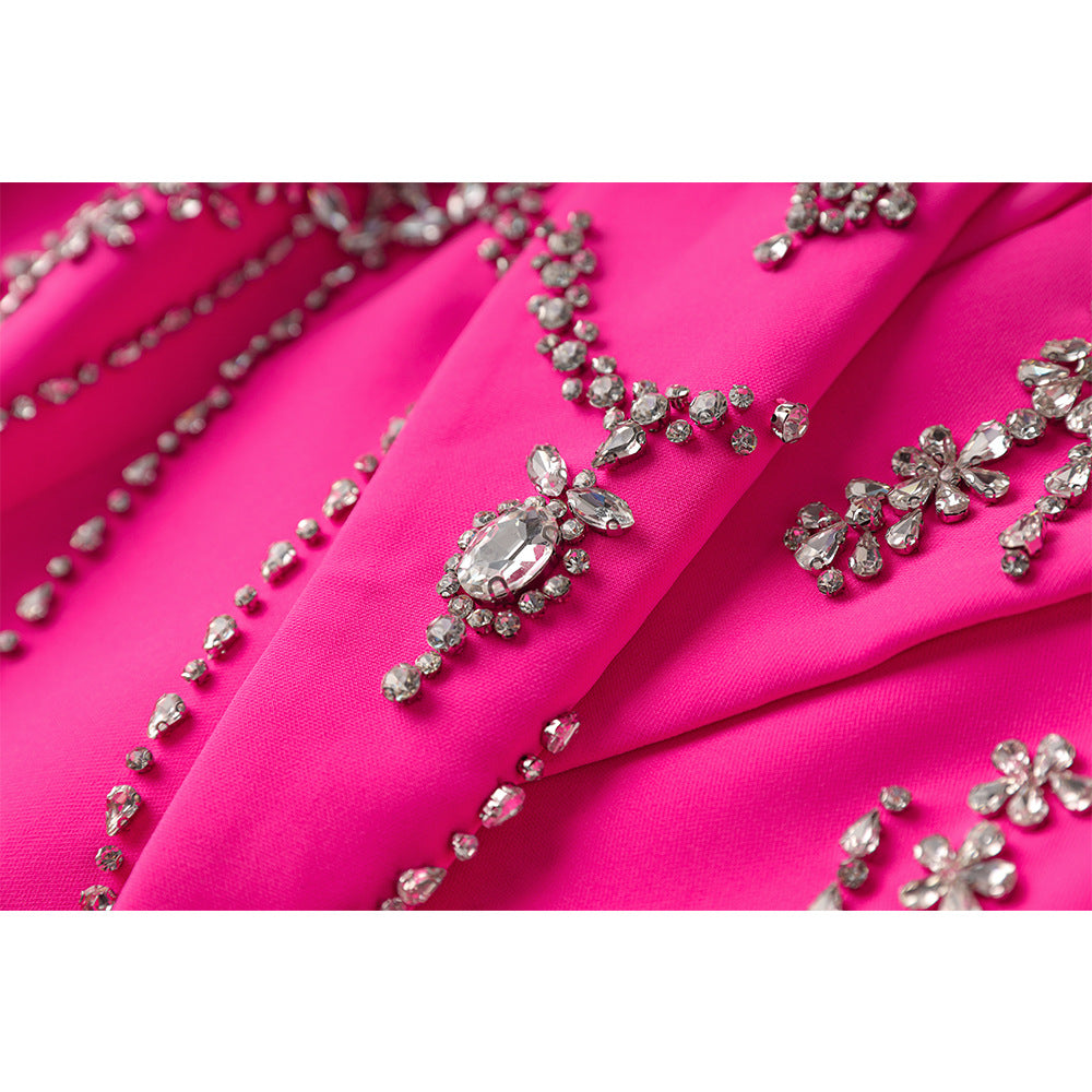 Style Super Beaded Business Dress Rose Dresses