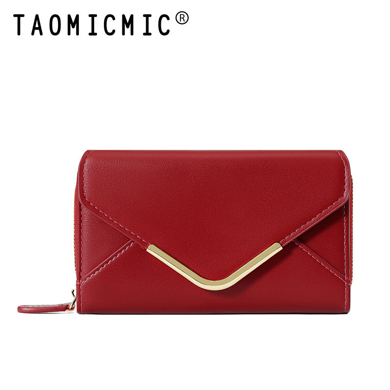 Women's High-grade Envelope Zipper Minimalist Multiple Slots Ladies Wallets