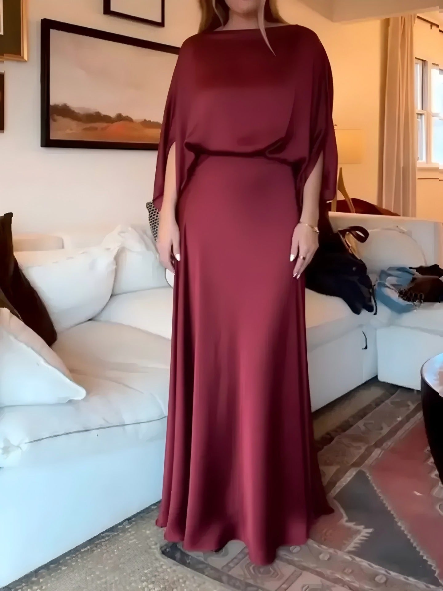 Women's Sexy Solid Color Satin Dress Temperament Fashion Casual Suit