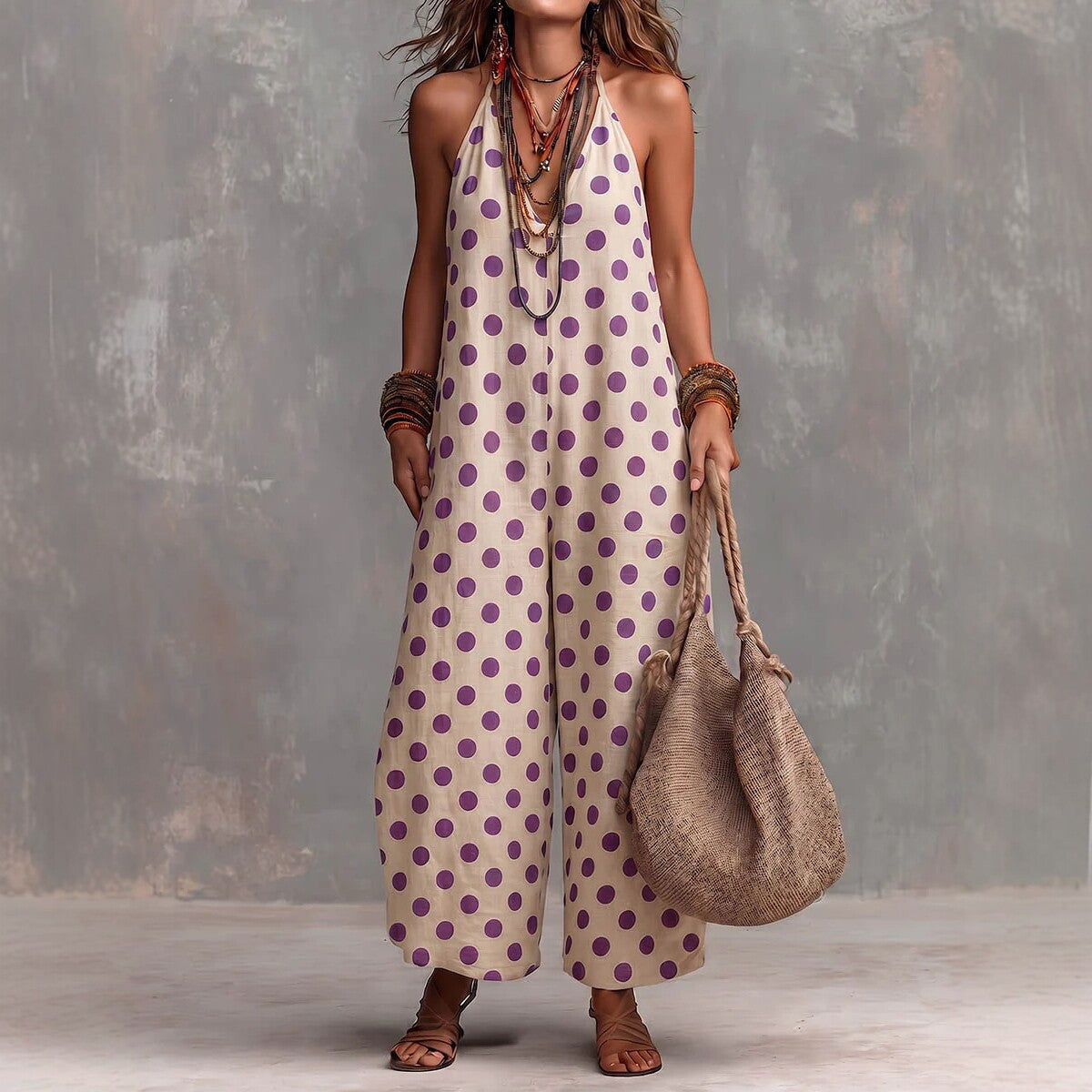 Women's Summer Sleeveless Wide Leg Suspenders Fashion Vacation Jumpsuits